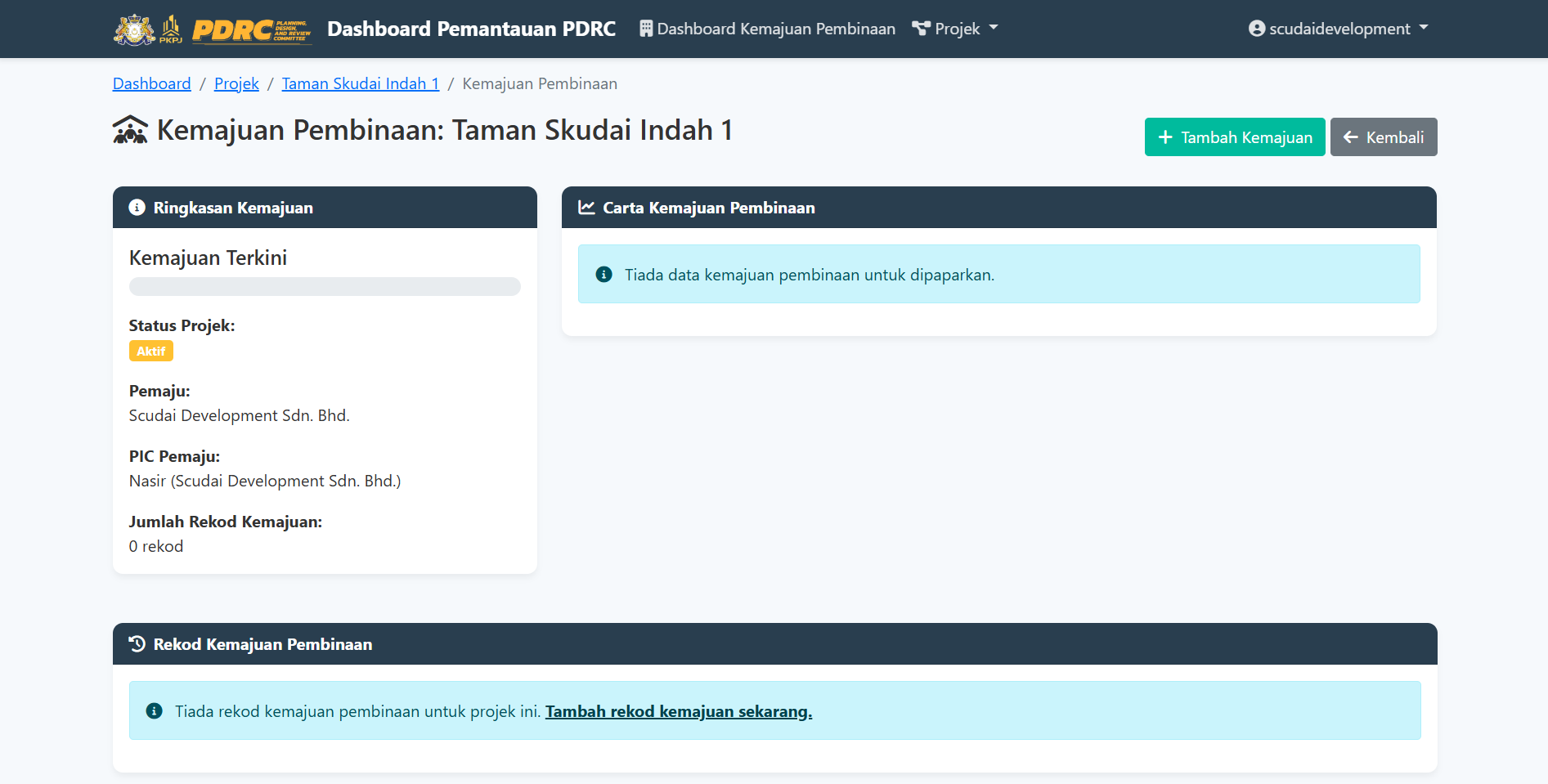 Halaman Tambah Kemajuan